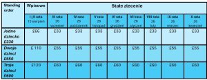 Zrzut ekranu standing order
